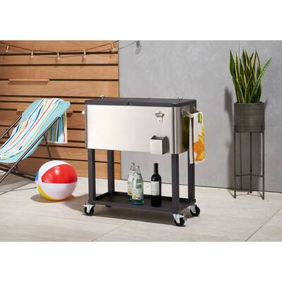 TRINITY 80 Quart Stainless Steel Cooler w/ Shelf and Cooler Cover