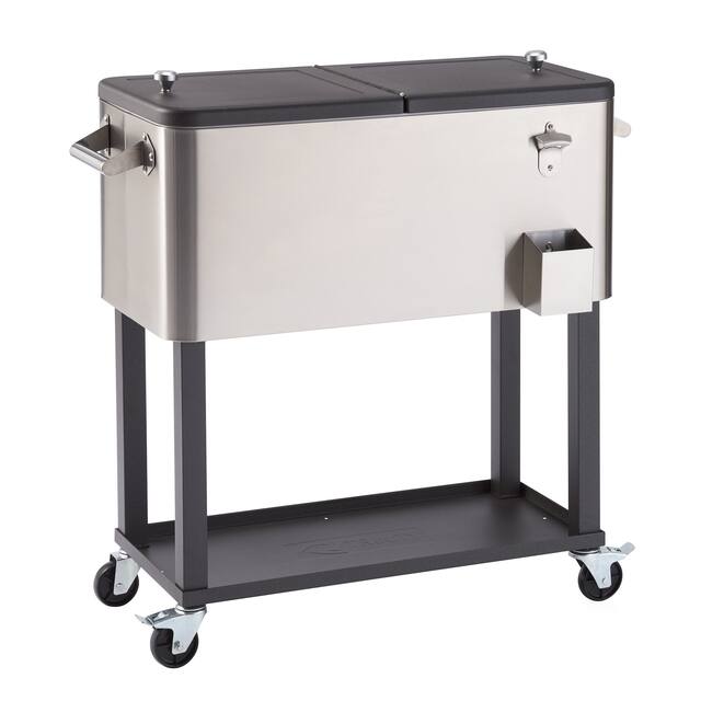 TRINITY 80 Quart Stainless Steel Cooler w/ Shelf and Cooler Cover