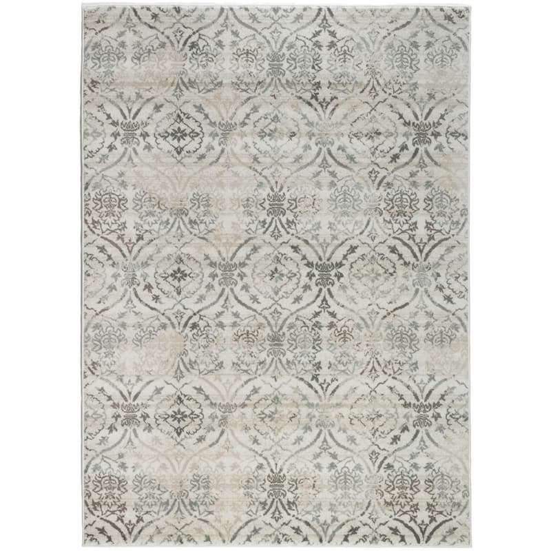 Admire Home Living Plaza Transitional Oriental Distressed Damask Pattern Area Rug - 7'10" x 10'2"/Surplus4 - Bone