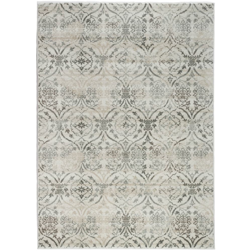 Admire Home Living Plaza Transitional Oriental Distressed Damask Pattern Area Rug