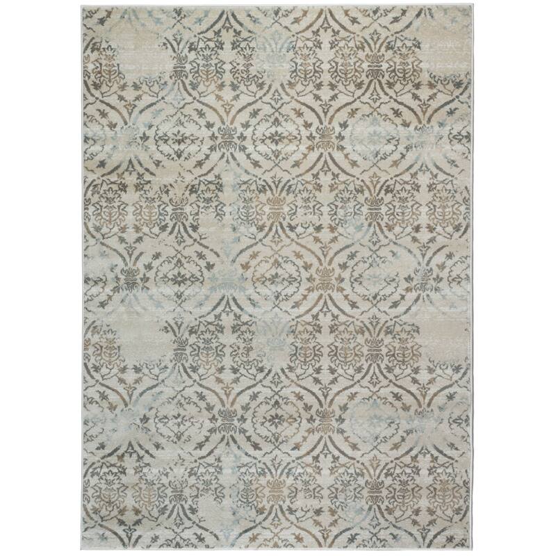 Admire Home Living Plaza Transitional Oriental Distressed Damask Pattern Area Rug - 7'10" x 10'2"/Surplus2 - Beige