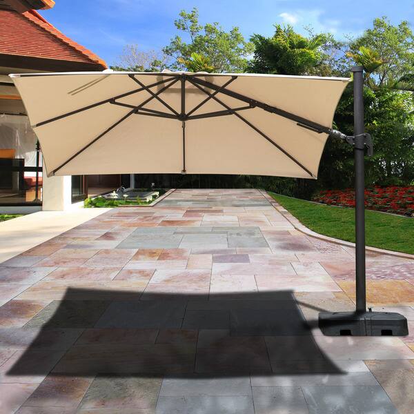 Shop Black Friday Deals On Atlantic Liberty 10 X 10 Ft Aluminum Patio Umbrella With Base Overstock 21258266 Tan