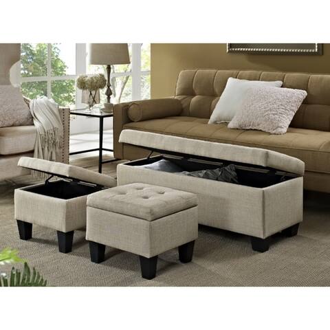 Porch & Den Avon 3pk Storage Ottoman in Natural