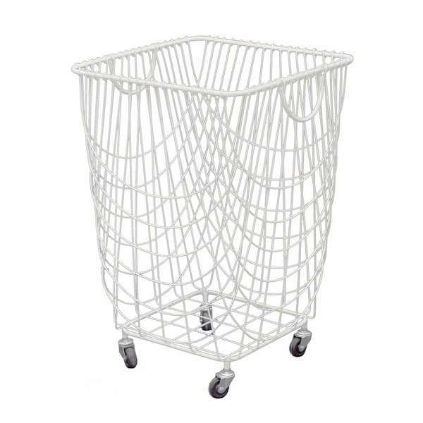 Shop White Metal Durable Rolling Laundry Basket Free