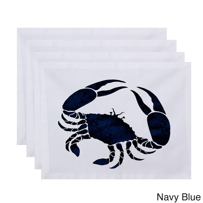 18 x 14-inch Crab Animal Print Placemat (Set of 4) - Navy