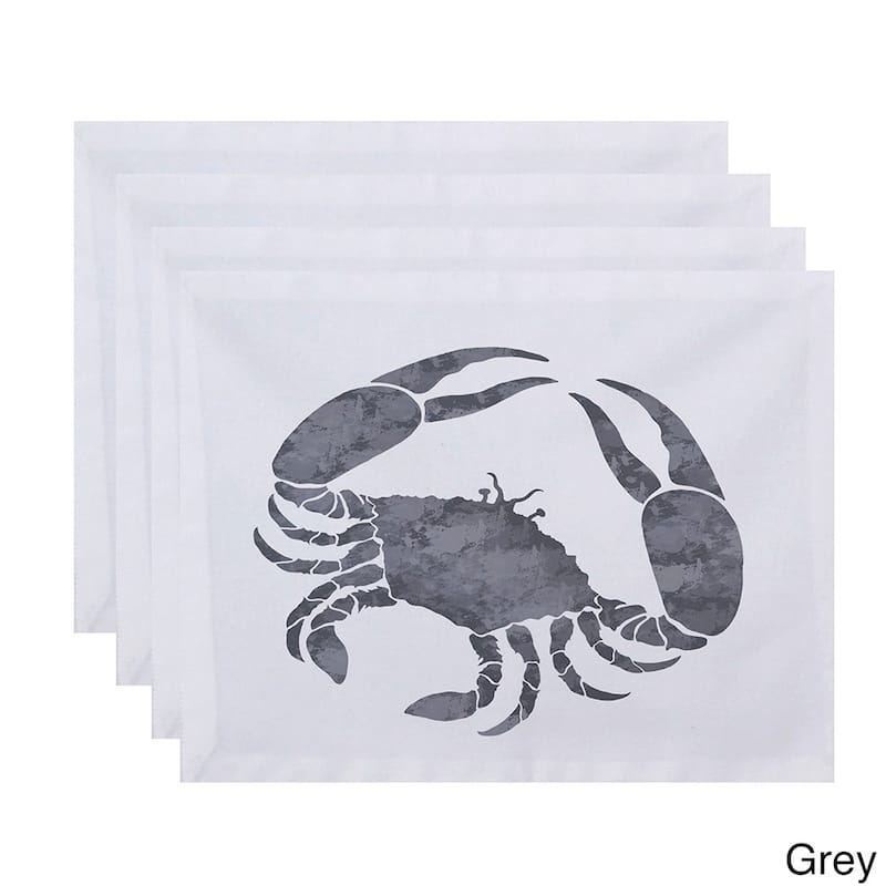 18 x 14-inch Crab Animal Print Placemat (Set of 4) - Grey