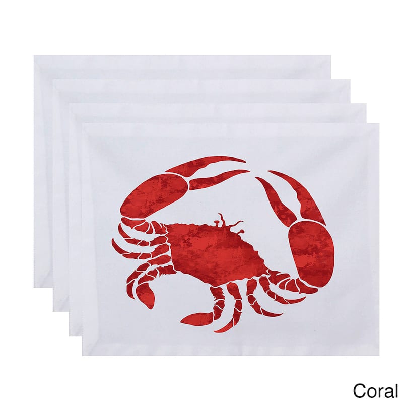 18 x 14-inch Crab Animal Print Placemat (Set of 4) - Orange