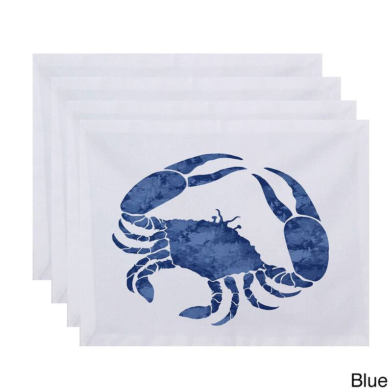 18 x 14-inch Crab Animal Print Placemat (Set of 4) - Blue
