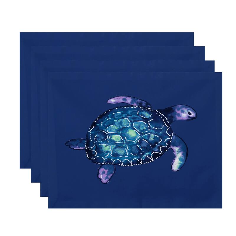 18 x 14-inch Sea Turtle Animal Print Placemat (Set of 4) - Blue