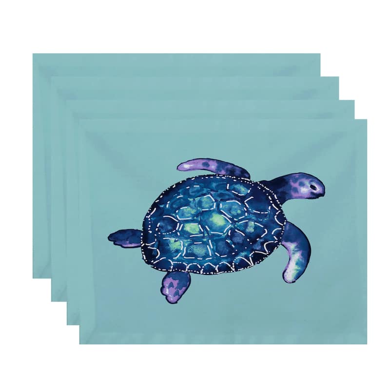 18 x 14-inch Sea Turtle Animal Print Placemat (Set of 4) - Aqua