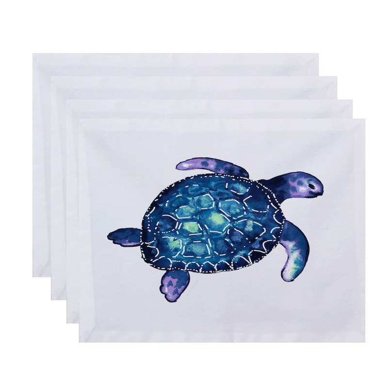 18 x 14-inch Sea Turtle Animal Print Placemat (Set of 4) - White