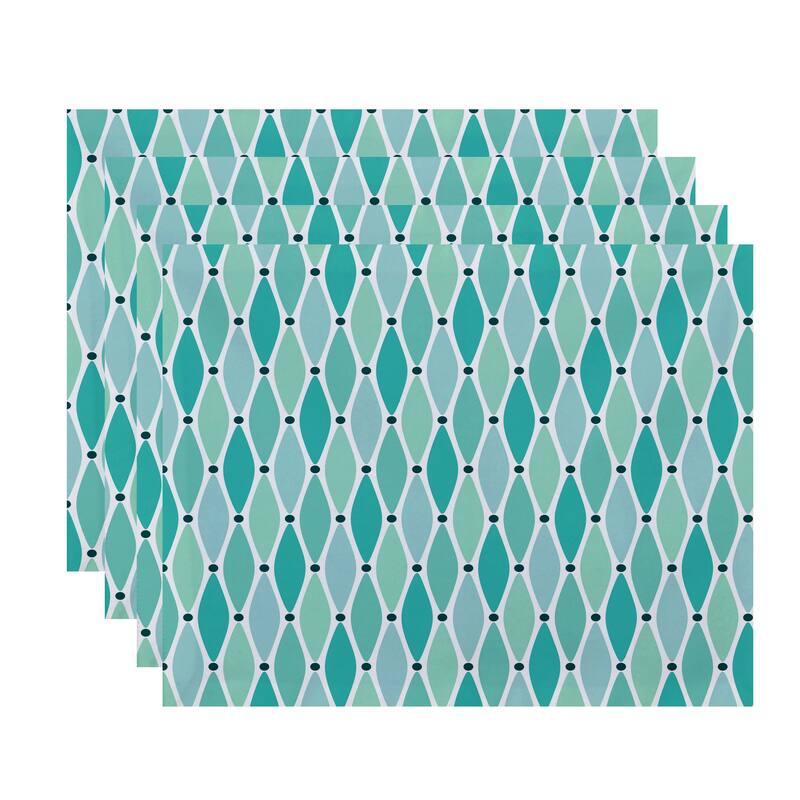 18 x 14-inch Wavy Geometric Print Placemat (Set of 4) - Aqua