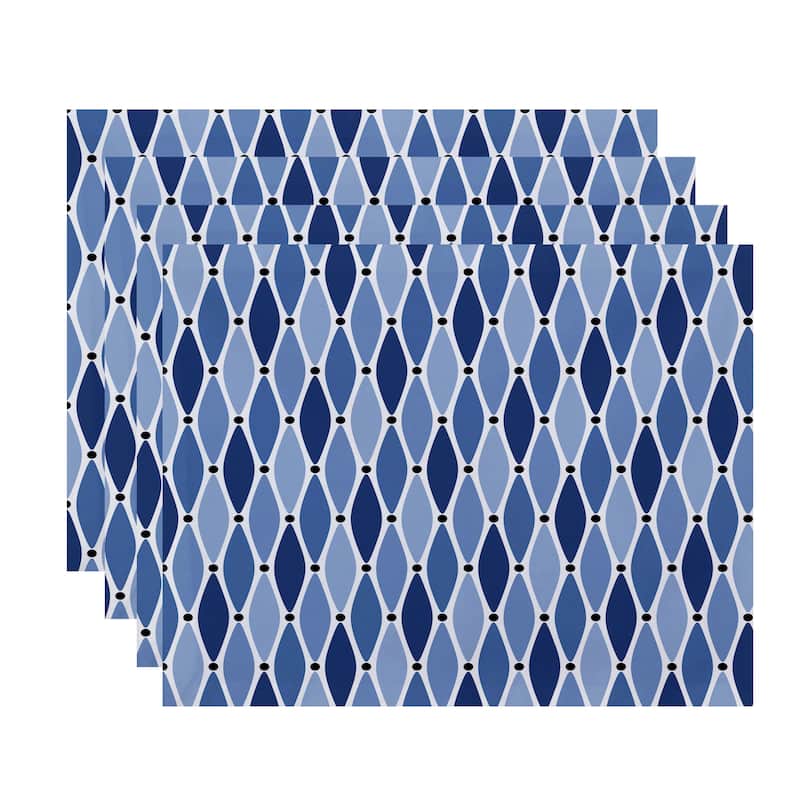 18 x 14-inch Wavy Geometric Print Placemat (Set of 4) - Blue