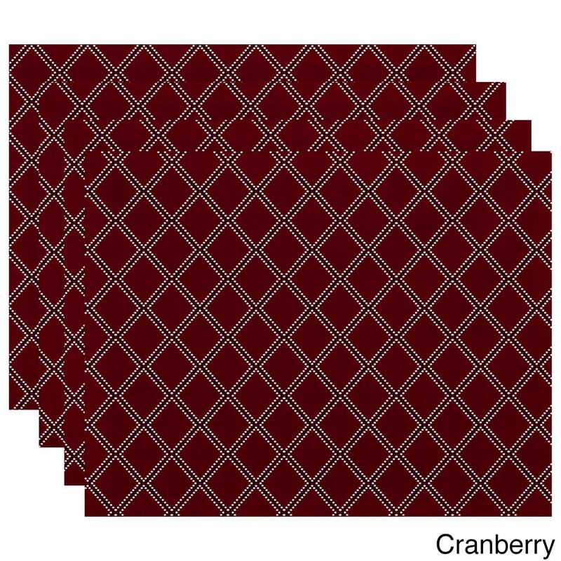 18 x 14-inch Diamond Dots Geometric Print Placemat (Set of 4) - Red