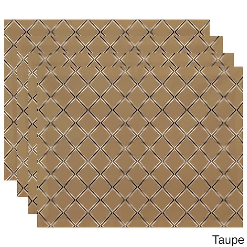 18 x 14-inch Diamond Dots Geometric Print Placemat (Set of 4) - Taupe