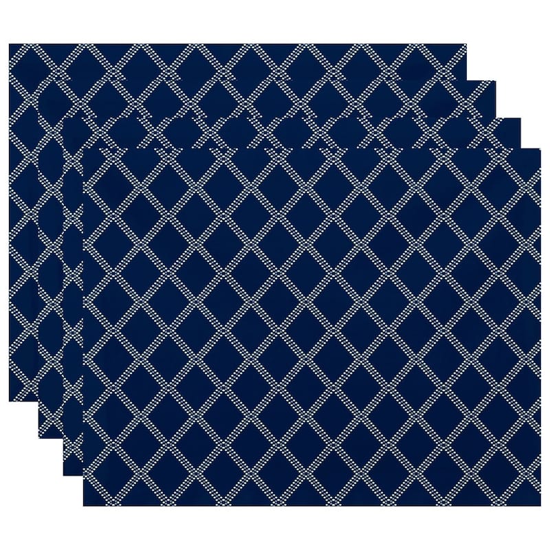 18 x 14-inch Diamond Dots Geometric Print Placemat (Set of 4) - Navy