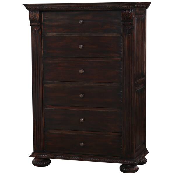 tallboy dresser black Hand-Carved 5-Drawer Tallboy main image 0