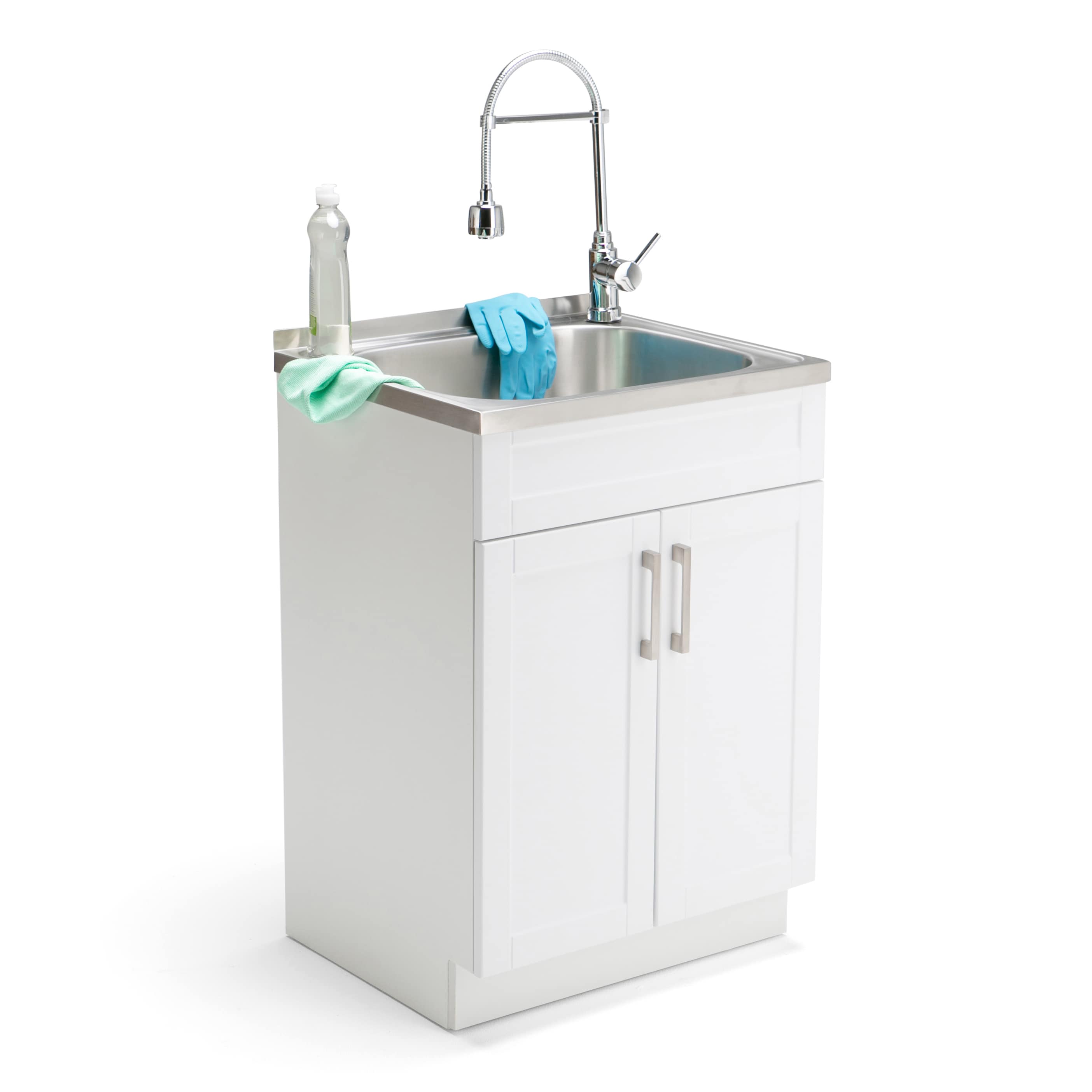 Buy Utility Sinks Faucets Online At Overstock Com Our Best Plumbing   Wyndenhall Hartland 24 Inch Laundry Cabinet With Faucet And Stainless Steel Sink B6f825fe Ecfc 4e22 B6bb D881e4f7951c 