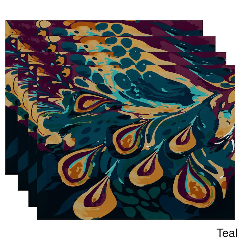 18 x 14-inch Boho Splash Geometric Print Placemat (Set of 4) - Teal