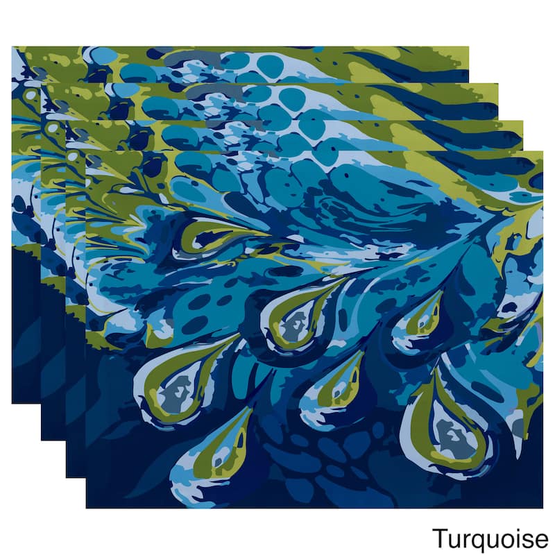 18 x 14-inch Boho Splash Geometric Print Placemat (Set of 4) - Turquoise
