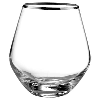 Fitz & Floyd Michel Silver-rim 4-piece 16.9-ounce Stemless Rounded Glasses Set