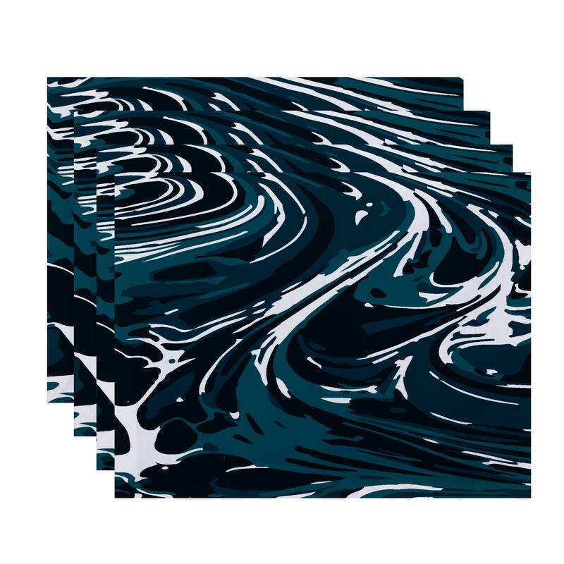 18 x 14-inch Marble Geometric Print Placemat (Set of 4) - Teal