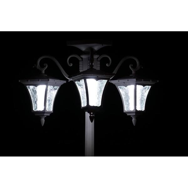 Vittoria Three Head Solar Lamp Post And Planter On Vittoria Three Head Solar Lamp Post And Planter On