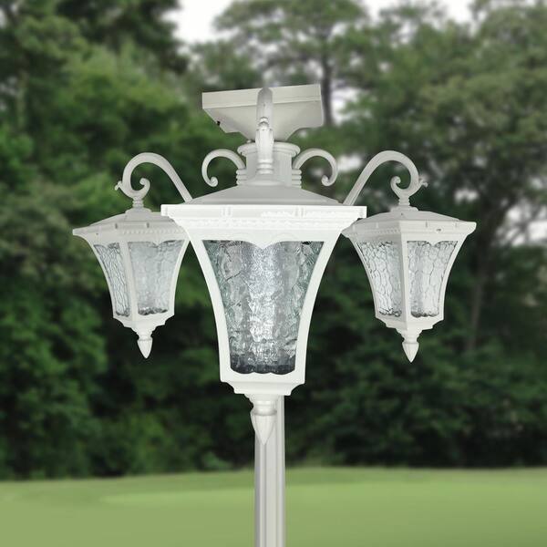 Vittoria Three Head Solar Lamp Post And Planter On Vittoria Three Head Solar Lamp Post And Planter On