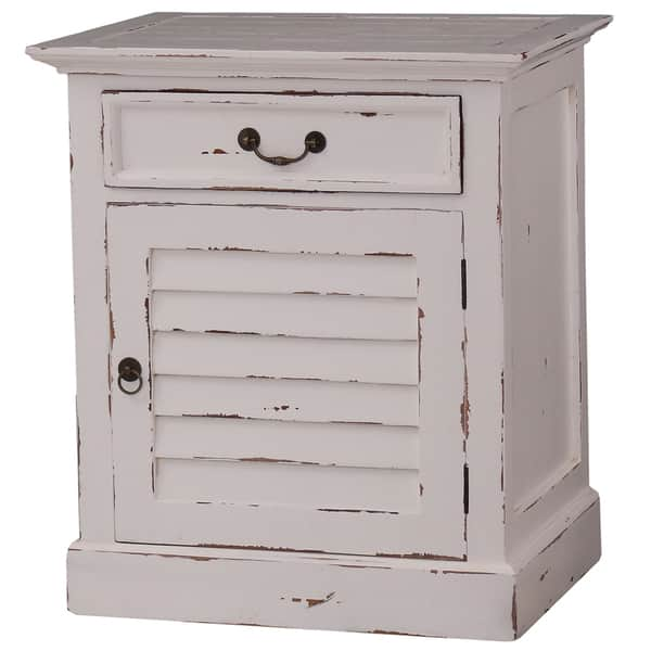 Shop Black Friday Deals On Bramble Co Shutter Cabinet White Distressed Nightstand Overstock 11916071