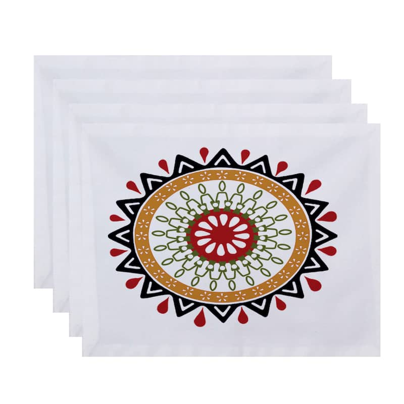 18 x 14-inch Mod Geometric Print Placemat (Set of 4) - Orange