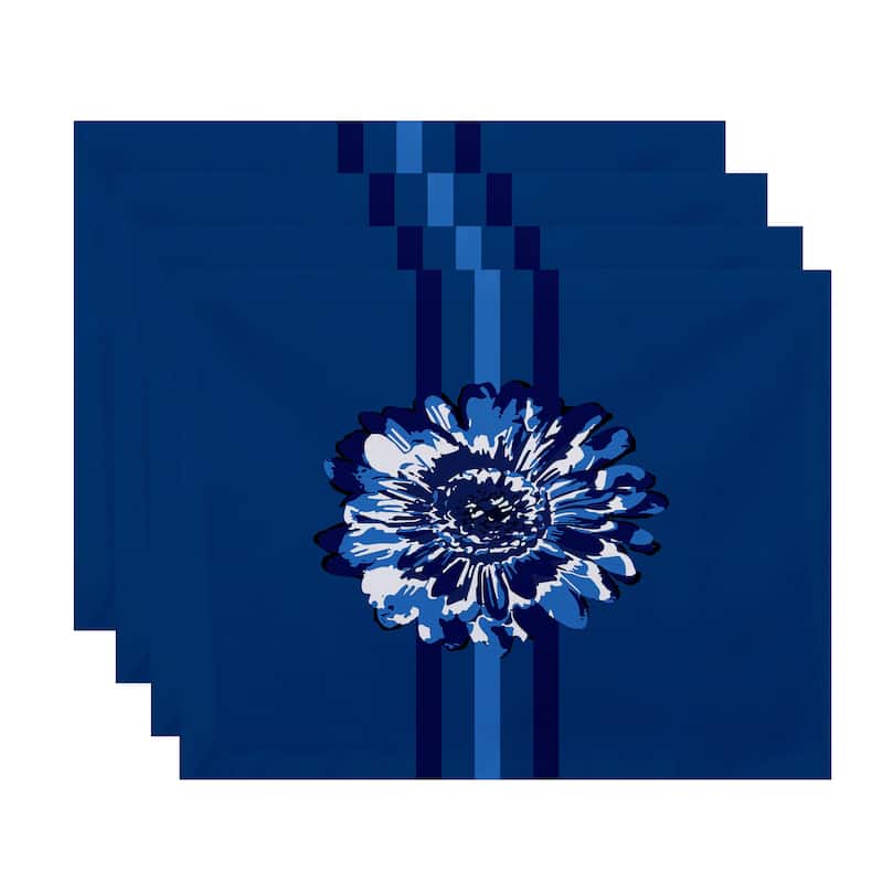 18 x 14-inch Flower Child 2 Floral Print Placemat (Set of 4) - Blue