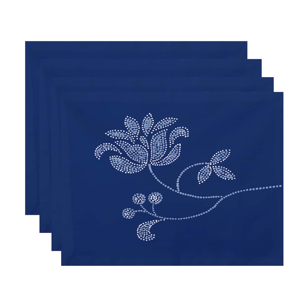 18 x 14-inch Traditionalal Flower-Single Bloom Floral Print Placemat (Set of 4)