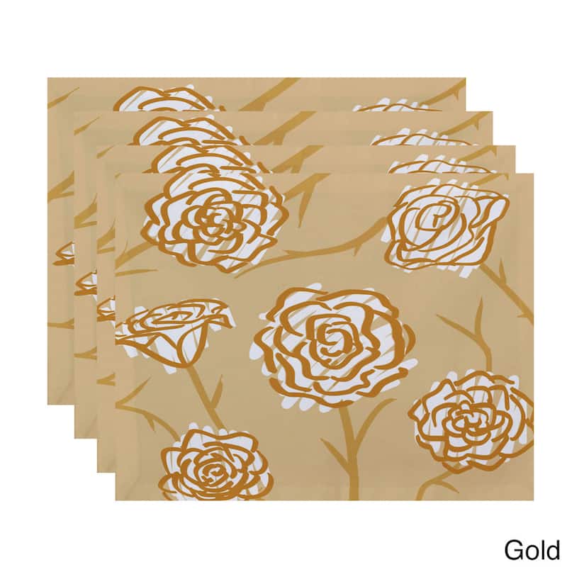18 x 14-inch Spring Floral 2 Floral Print Placemat (Set of 4) - Yellow