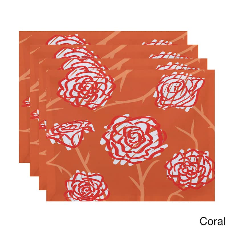 18 x 14-inch Spring Floral 2 Floral Print Placemat (Set of 4) - Orange