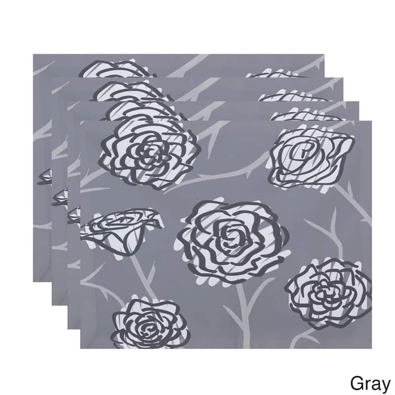18 x 14-inch Spring Floral 2 Floral Print Placemat (Set of 4) - Grey