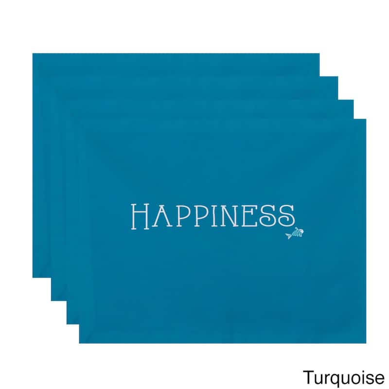 18 x 14-inch Coastal Happiness Word Print Placemat (Set of 4) - Teal