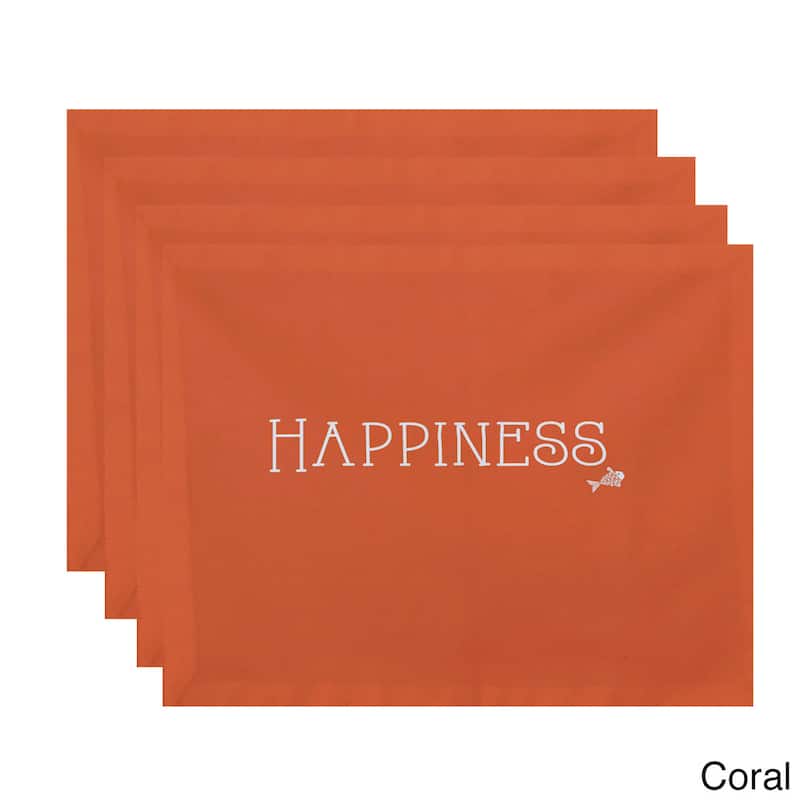 18 x 14-inch Coastal Happiness Word Print Placemat (Set of 4) - Orange
