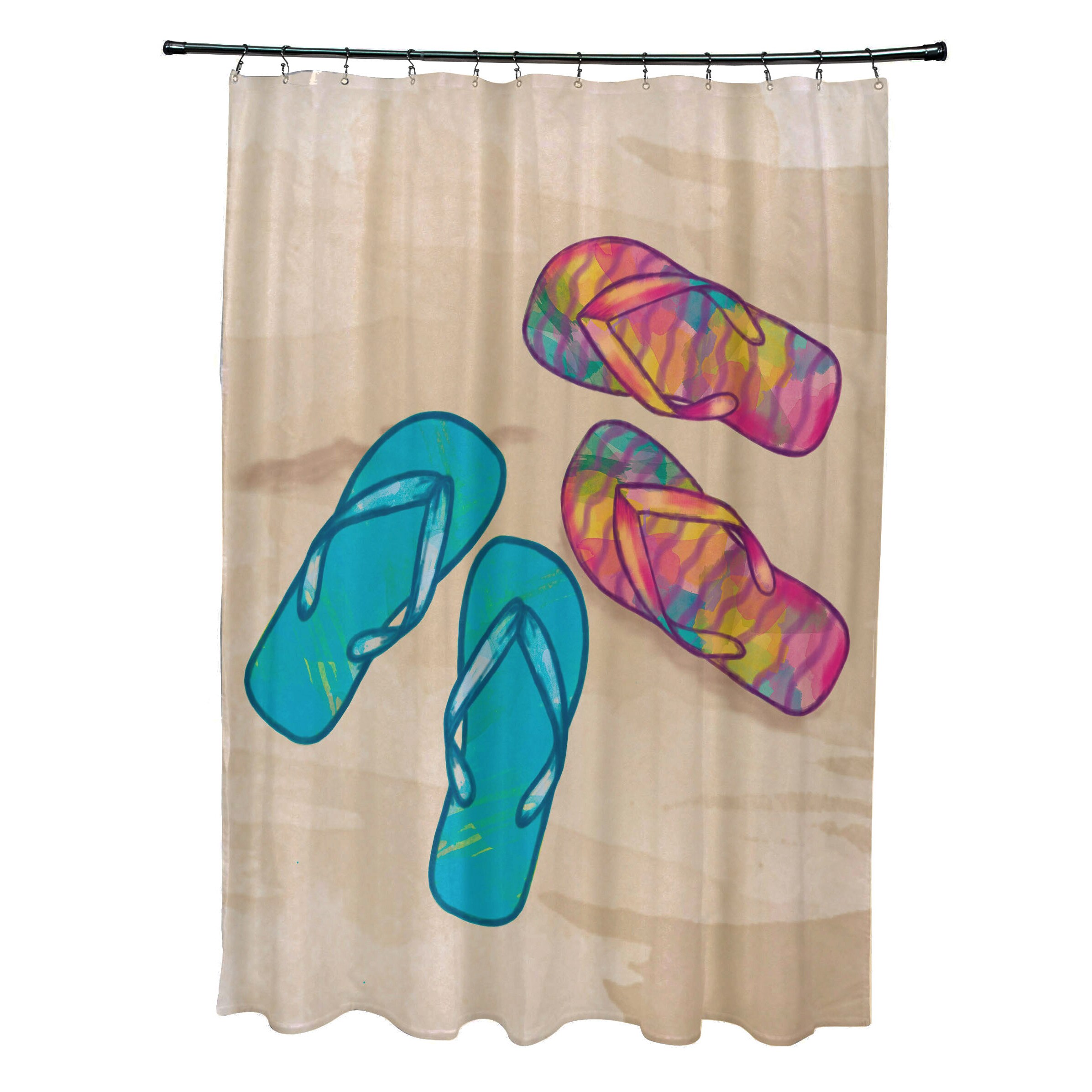 Shop 71 X 74 Inch Beach Shoes Geometric Print Shower Curtain
