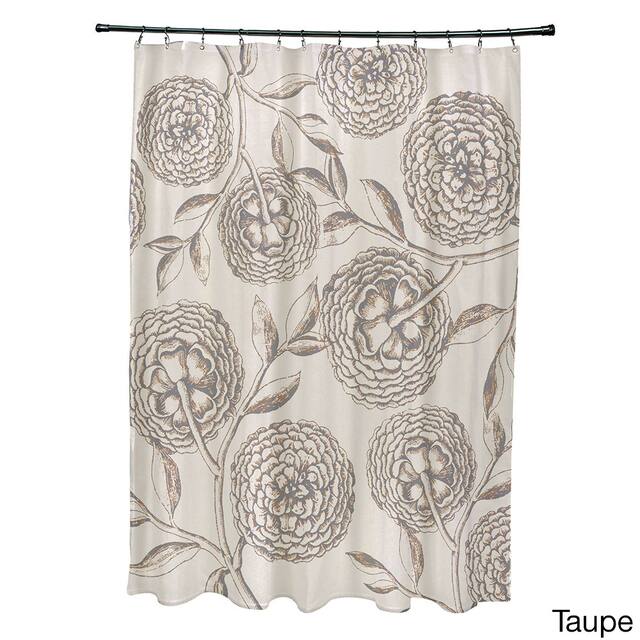 71 x 74-inch Antique Flowers Floral Print Shower Curtain
