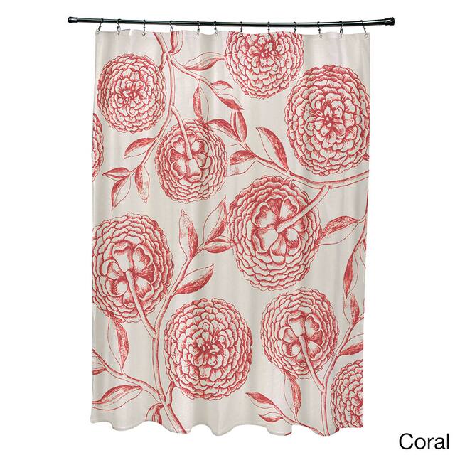 71 x 74-inch Antique Flowers Floral Print Shower Curtain - Pink