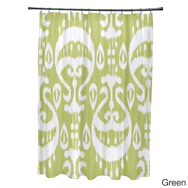 71 x 74-inch Ikat Geometric Print Shower Curtain - Green