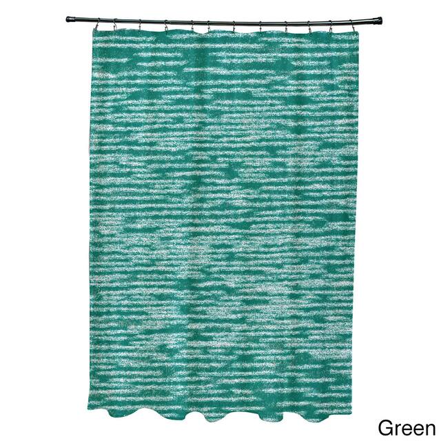 71 x 74-inch Marled Knit Geometric Print Shower Curtain - Green