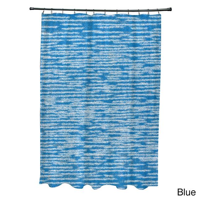 71 x 74-inch Marled Knit Geometric Print Shower Curtain - Blue