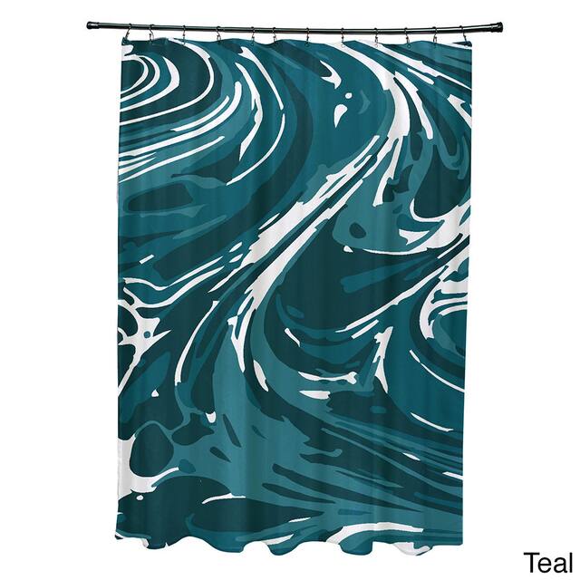 71 x 74-inch Marble Geometric Print Shower Curtain - Teal