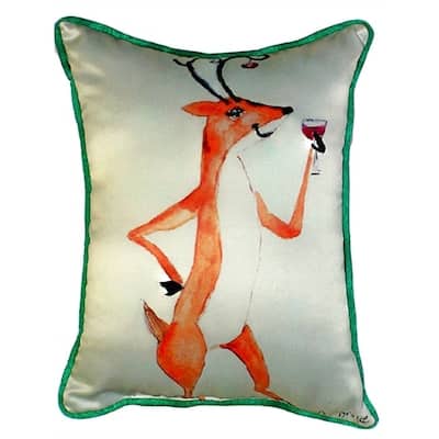 Betsy Drake Interiors Deer Party Multicolored Polyester Throw Pillow (16x20)