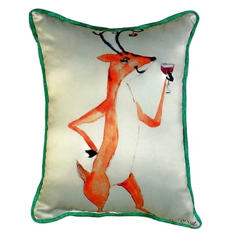 Betsy Drake Interiors Deer Party Multicolored Polyester Throw Pillow (16x20)