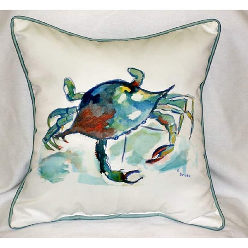 Betsy Drake Crab 22-inch x 22-inch Throw Pillow