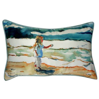 Betsy Drake Girl at the Beach 16-inch x 20-inch Throw Pillow