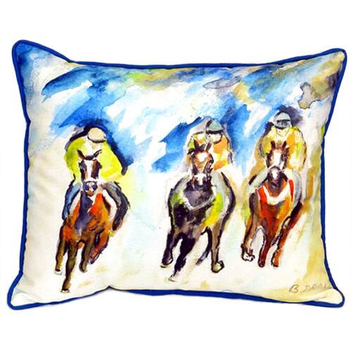 Betsy Drake Three Racing Horses Multicolored Polyester 16-inch x 16 ...