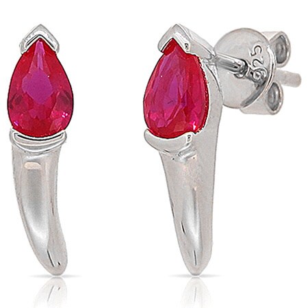 Kabella Sterling Silver Pear Red Cubic Zirconia Earrings Free Kabella Sterling Silver Pear Red Cubic Zirconia Earrings